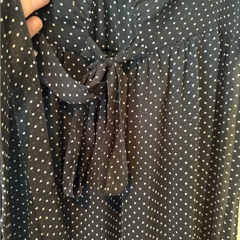 Merona Short Sleeve Black and White Sheer Polka Dot Dress